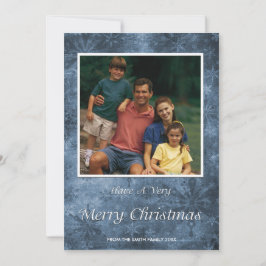 Festividades Flocos de neve Cartão com fotos de Natal Azul