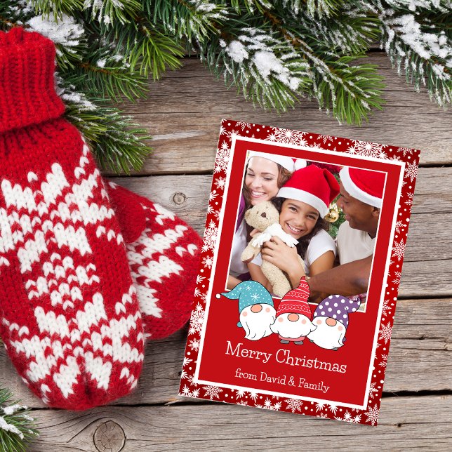 Festividades Flocos de neve vermelhos e brancos e Cartão com fo (Criador carregado)