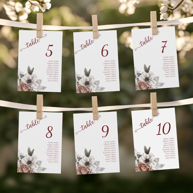 Festividades Florais de Aquarela Elegante - Cartão de Destino d (Elegant Watercolor Florals - Guest Seating Card)