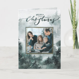 Festividades Floral Winter Cartão de Natal Com Foto Em Água