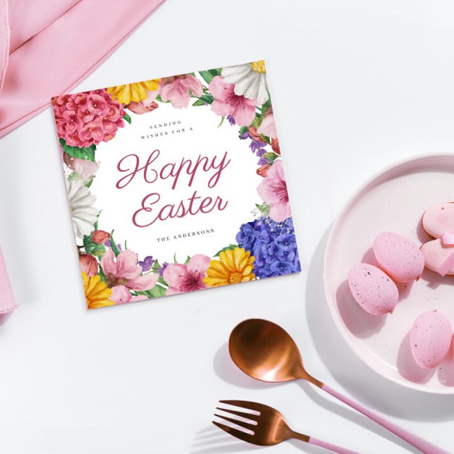 Festividades Flores Botânicas Elegantes Cartão de Férias Planas (Criador carregado)