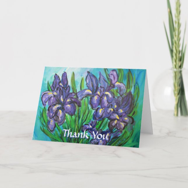 Festividades Flores Roxas Iris Obrigado Cartão De Saudação Pers (Frente)
