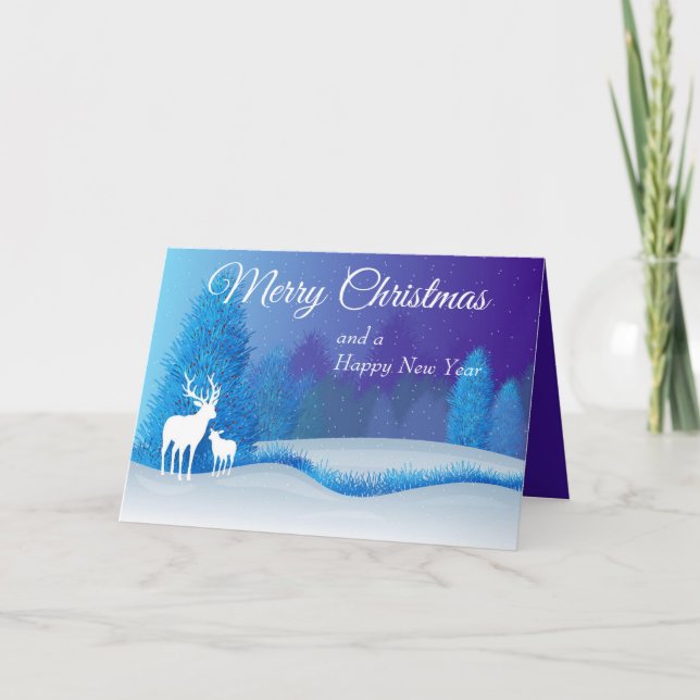 Festividades Floresta de Feriado com Cartão de Feriado de Reind (Frente)