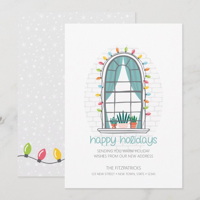 Festividades Fofo, movemos um novo cartão de feriado plano da c (Frente/Verso)