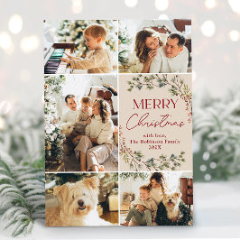 Festividades Folha de fotos da família Cartão de Natal Feliz