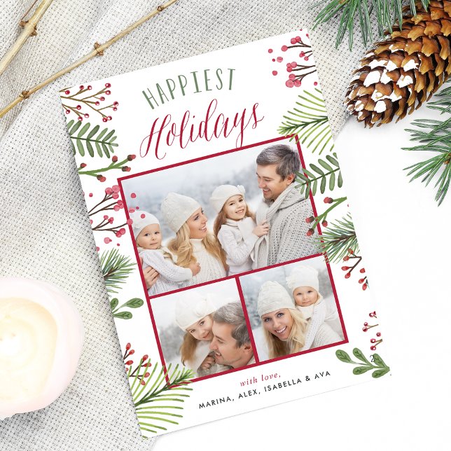 Festividades Folhagem Holiday | Cartão de Colagem de Fotografia (Criador carregado)