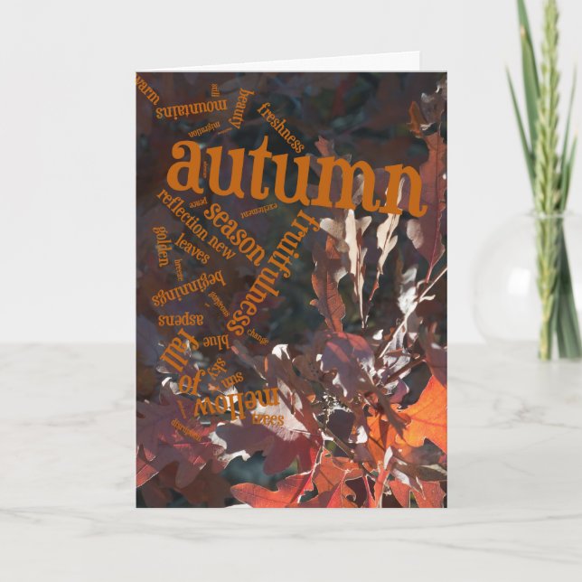 Festividades Folhas de Carvalho Vermelho e Cartão de Ação de Gr (Frente)