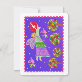 Festividades Folk Art Angel Namorados 4.5x5.5 Cartão plano de f