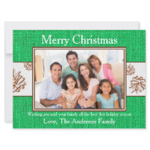 Foto de Pinecones de Burlap Verde - Cartão de Nata