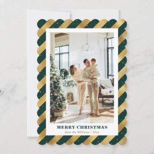 Festividades Foto: Moderno Green Dourado Cartão de Natal Feliz