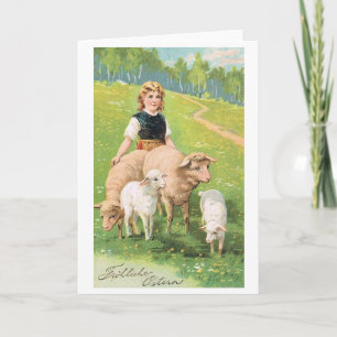 Festividades Frohliche Ostern! Cartão de páscoa alemão do