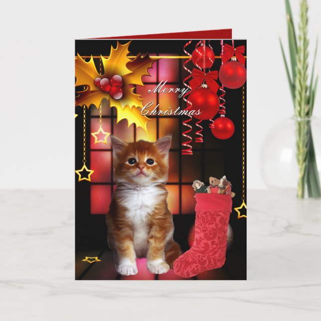 Festividades Gatinho de Natal do Cartão (Frente)