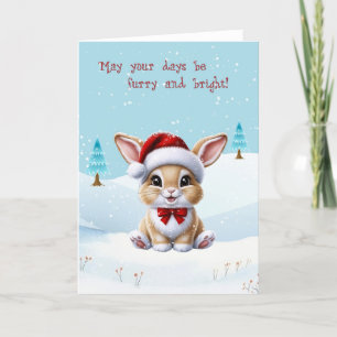 Festividades Gato branco bonito no cartão de Natal da neve
