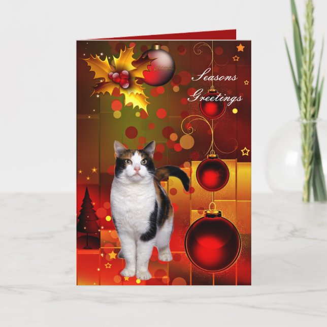 Festividades Gato de Natal de Cartão (Frente)