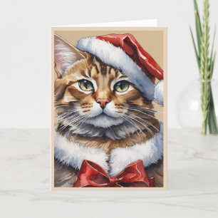 Festividades Gato de Natal dobrado cartão de férias