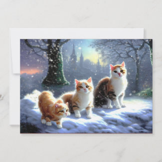 Festividades Gato, Gatos no Cartão de Natal de Neve