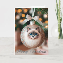 Festividades Gato Siamês num Cartão de Natal de Ornamento