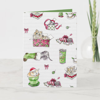 Festividades Gatos no cartão de Natal