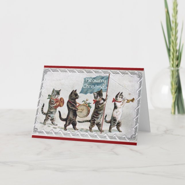 Festividades Gatos No Cartão De Natal De Parada (Frente)