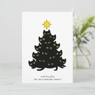 Festividades Gatos Pretos Bonitos Feliz Cartão de Natal
