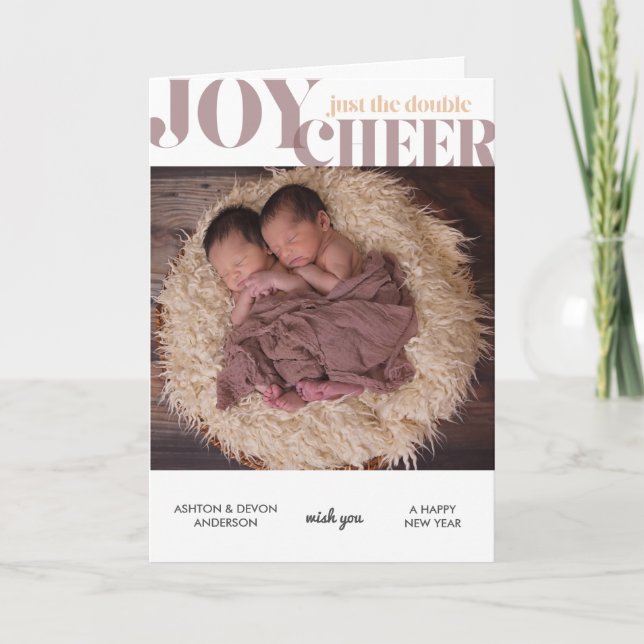 Festividades Gêmeos - Cartão com fotos Personalizado de Ano Nov (Frente)