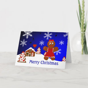Festividades Gingercake House & Girl Feliz Cartão de Natal