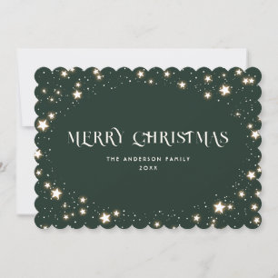 Festividades Green Elegant Stars Snow Feliz Cartão de Natal
