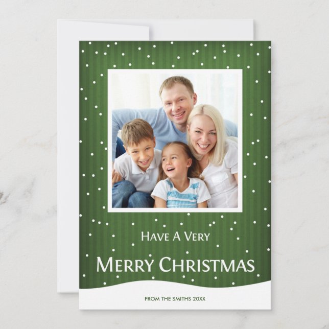 Festividades Greve Verde de Cartão com fotos de Natal (Frente)