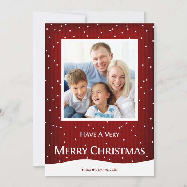 Festividades Greve Vermelha de Cartão com fotos de Natal (Frente)