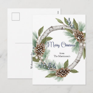Festividades Guirlanda de Aspen com Pinhas cartão postal de Nat