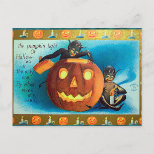 Festividades Halloween Vintage abóbora elfos Cartão postal de f