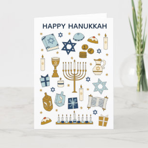 Festividades Hanukkah Doodles Cartão de Férias Dobrado