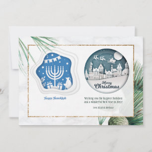 Festividades Hanukkah e Cartão de Saudação de Natal