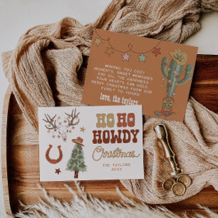 Festividades Ho Howdy Cowboy Cartão de Natal