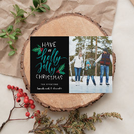 Festividades Holly Jolly | Cartão de Colagem de Fotos de Feriad