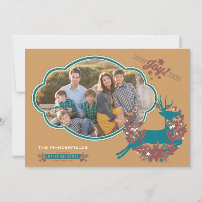 Festividades Holly Jolly Joy Cartão com fotos de Natal (Frente)
