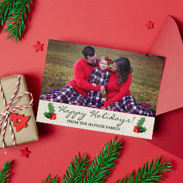 Festividades Holly Sai e Berries Cartão de Férias de Natal