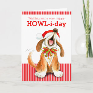 Festividades Howling carol cantando canalha no cartão de Natal