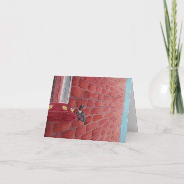 Festividades Hummingbird by a Brick Wall: Cartão de Saudação 4" (Frente)