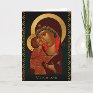 Festividades Ícone russo Cartão de Natal com Theotokos