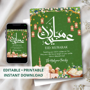 Festividades Ilustração da Mesquita Festiva & Cartão de Eid do