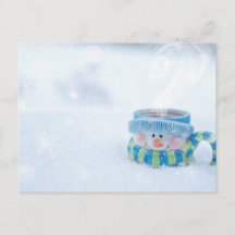 Ilustração de boneco de neve no cartão postal