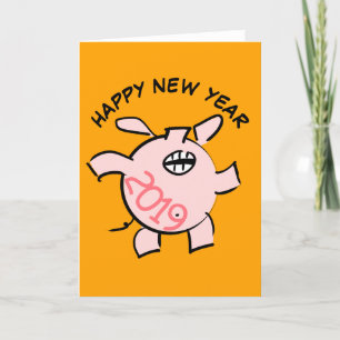 Festividades Ilustração de desenho animado Funny 5 Porco Cartão