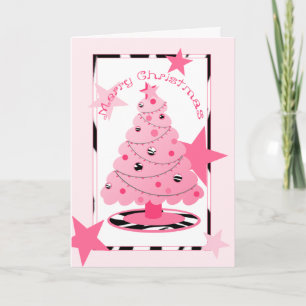 Festividades Impressão Rosa E Zebra Com Cartão De Natal De Estr