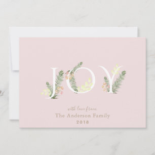 Festividades JOY Green Floliage Blush Cartão de Natal Rosa
