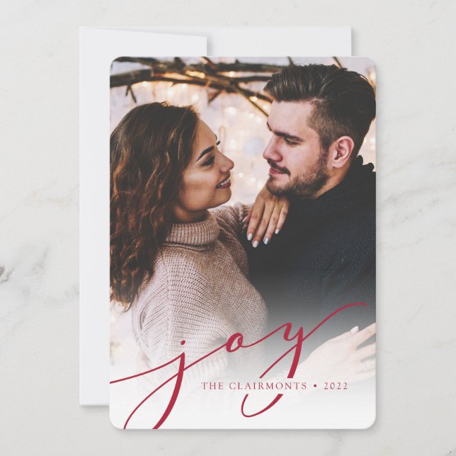 Festividades Joy Script | Cartão com fotos de Natal (Frente)