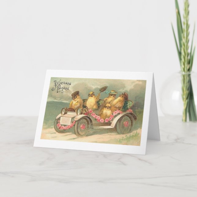 Festividades Joyeuses Paques! Cartão de páscoa francês do (Frente)
