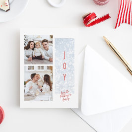 Festividades Joyful Frosty Family Dois Cartão de Férias Fotográ