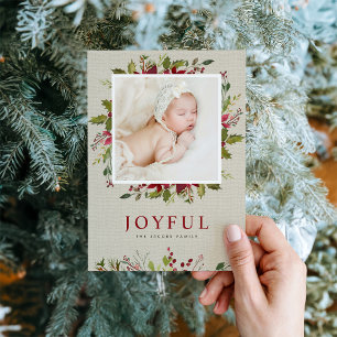 Festividades Joyful Greenery Cartão com fotos de Férias Plana