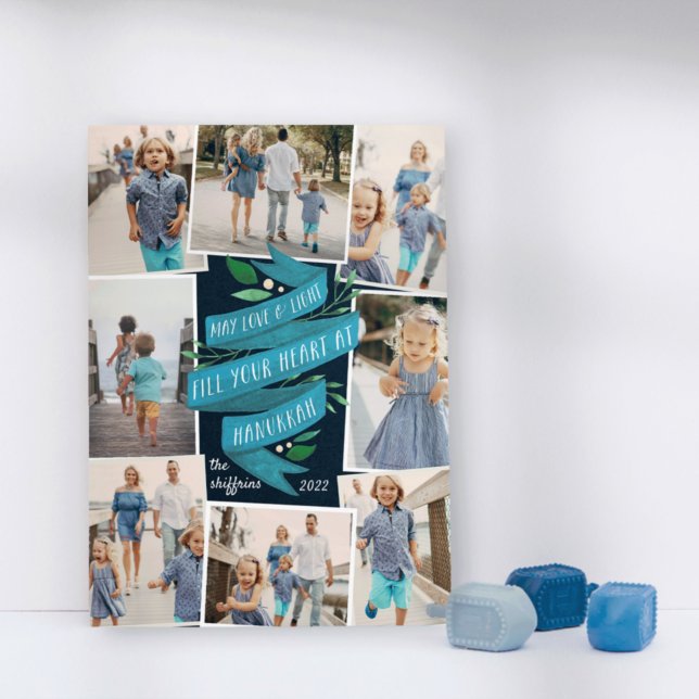 Festividades Joyous Tidings | Cartão de Colagem de Fotos Hanukk (Criador carregado)